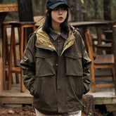 Unisex Jacket Vintage Outdoor Loose Hooded Workwear Coats Men's and Women's Jacket